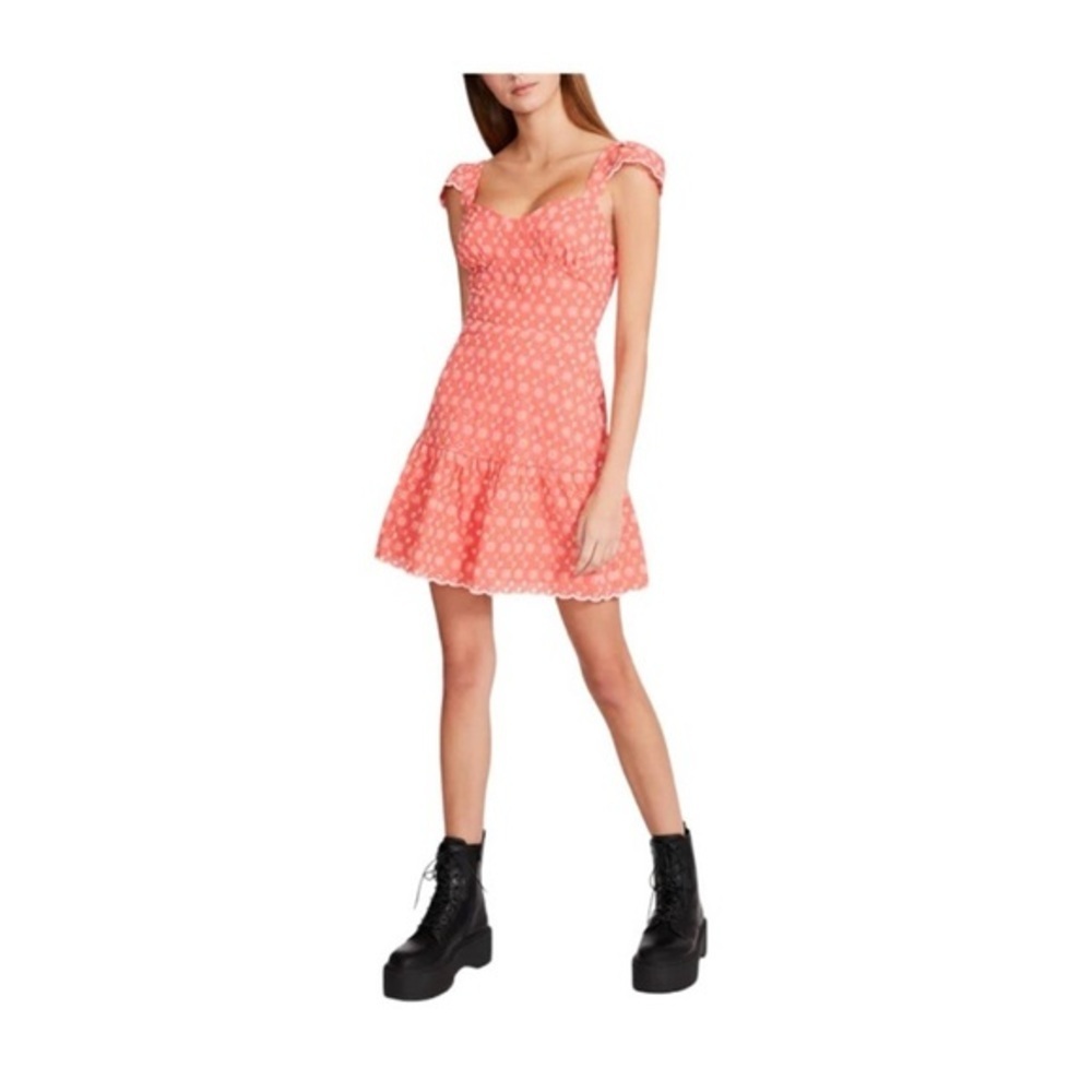 Betsey Johnson Pink Eyelet Bustier Fit Flare Mini Dress NWOT Size L